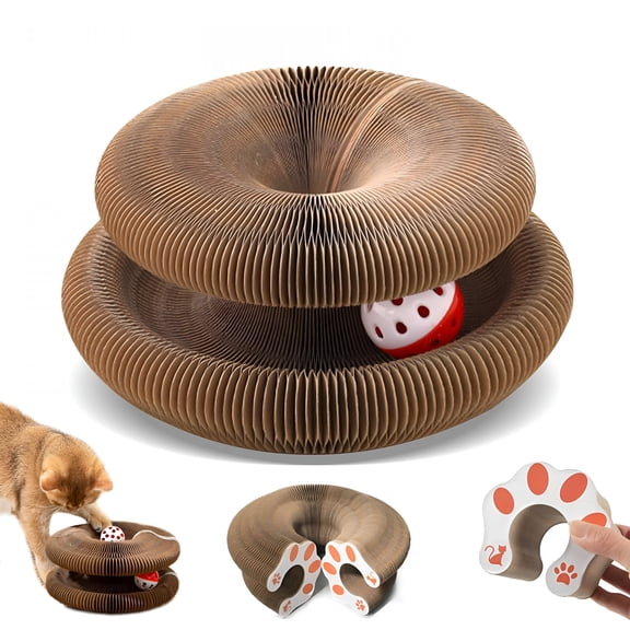 CYFW Cat Toy Magic Organ Cat Scratching Board,Reversible Infinity Interactive Cat Toys Cardboard Kitten Scratcher Pads for Indoor Cats