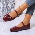 thumbnail image 5 of Gpaecead Women's Rhinestone Embellished Mary Jane Flats Square Toe Patent Leather Adjustable Buckle Dress Shoes For Wedding School Red, 5 of 8