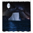 thumbnail image 2 of Night Ocean Shower Curtain, Iceberg Water Starry Night Sky Full Moon Reflection, Fabric Bathroom Set with Hooks, 69W X 84L Inches Extra Long, Dark Sky Blue Dark Blue Grey Ceil Blue, by Ambesonne, 2 of 2