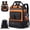 Orange, variant on Orange Tool Bag Backpack with 18 Storage Pockets, Heavy Duty Tool Organizer with Padded Shoulder Straps and Waist Support