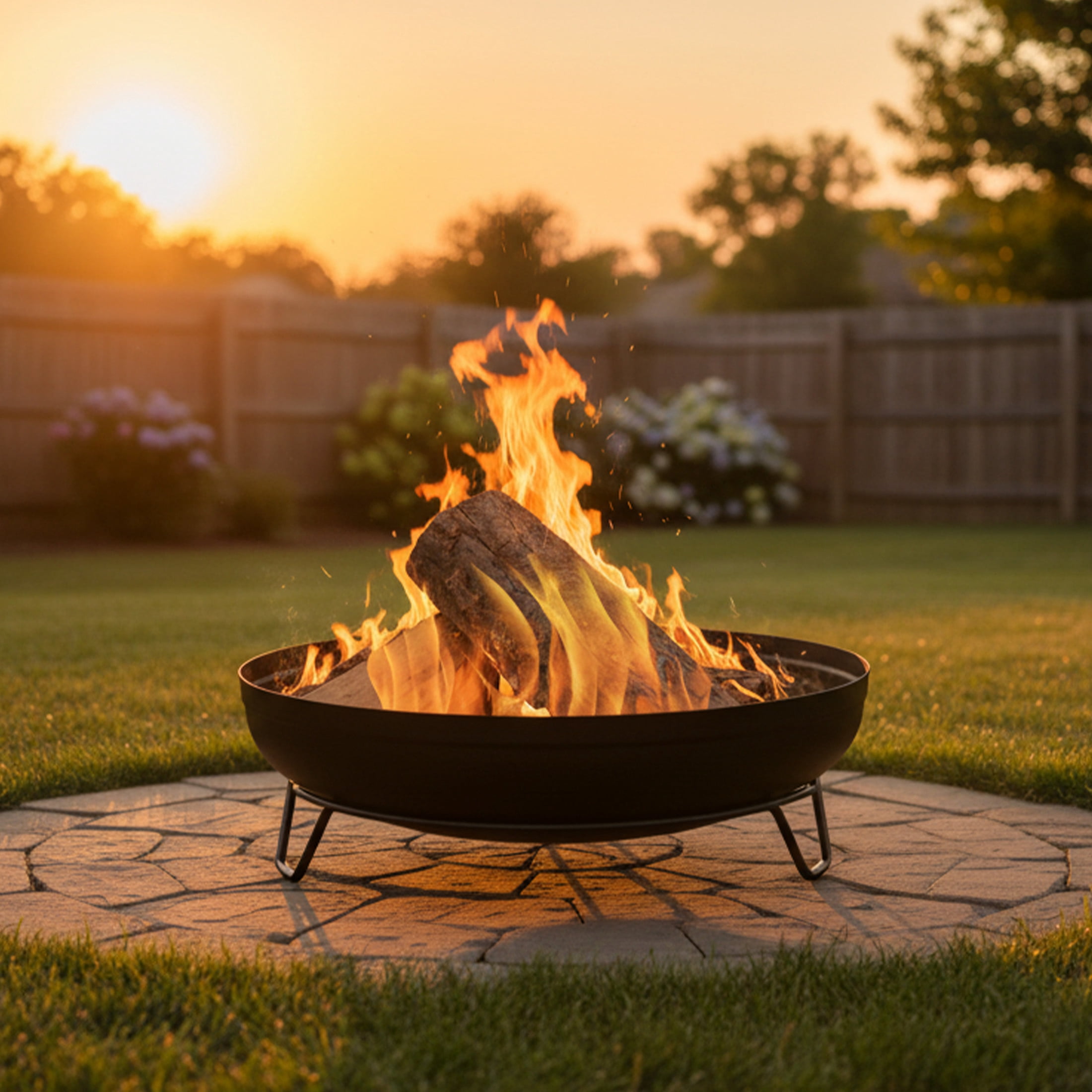 Sunnydaze 23" Round Wood-Burning Black Finish Steel Fire Pit Bowl