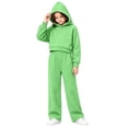 thumbnail image 3 of Girls Boys Classic 2pcs Sweatsuit Fleece Tracksuit Pullover Hooded Sweatshirts and Drawstring Wide Leg Sweatpants Activewear, 3 of 8