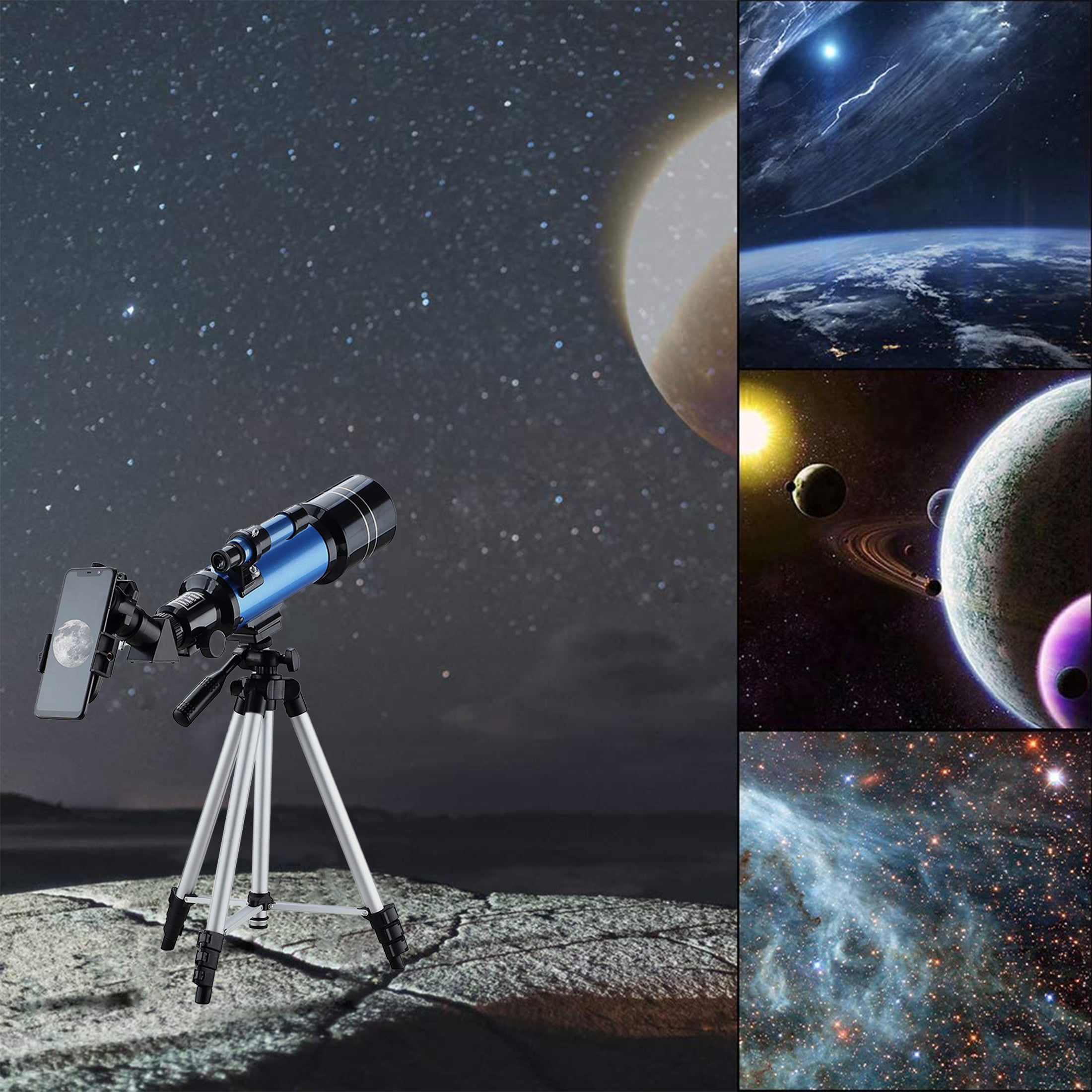 SKONYON Telescope for Kids Adults and Astronomy Beginners 70300 Telescope  with Phone Adapter - Walmart.com