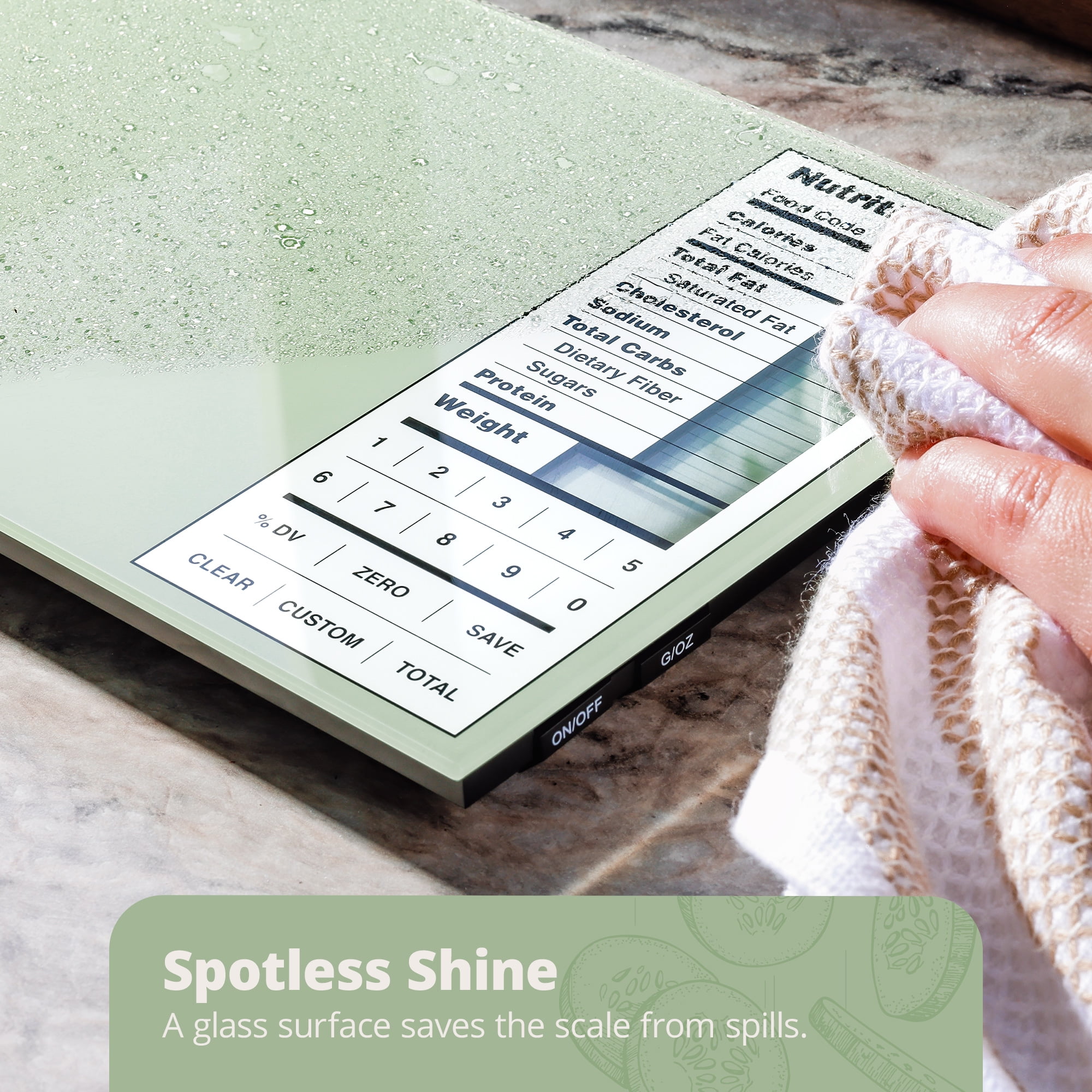 Greater Goods Nutrition Scale, Food Grade Glass, Calorie Counting Scale, Meal Prep Scale, and Weight Loss Scale, Designed in St. Louis, Sage Green