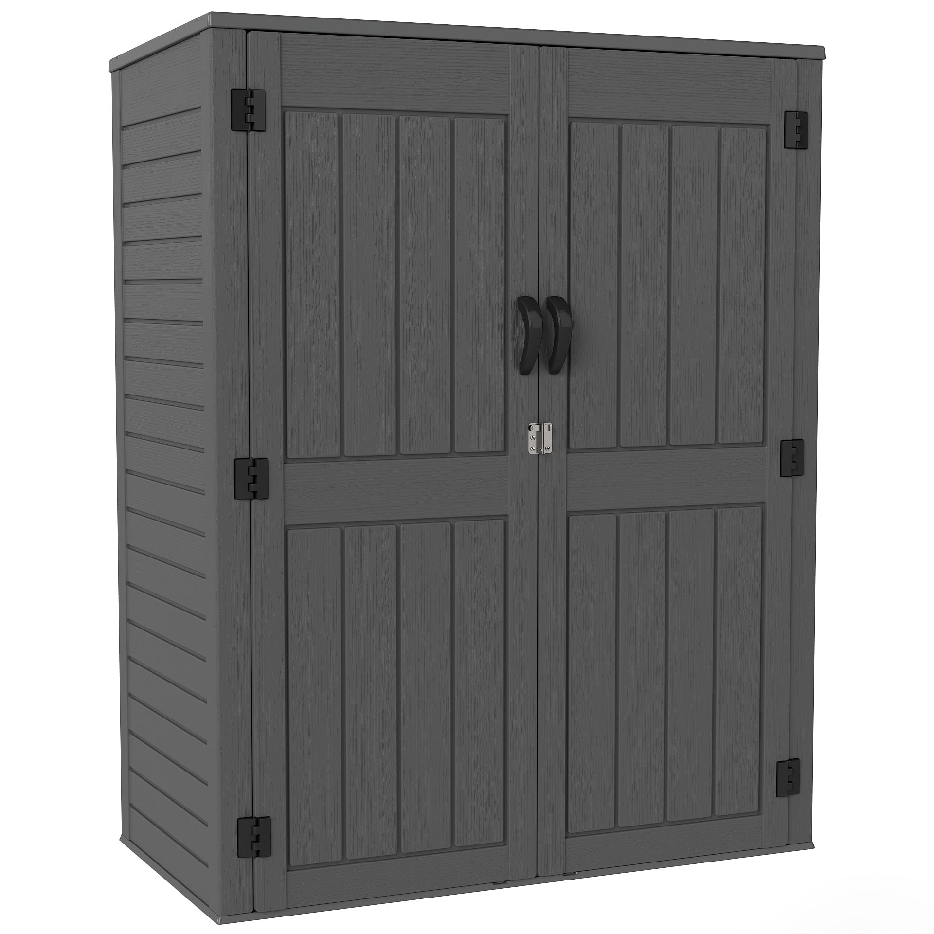 EHHLY 60 Cu. Ft Outdoor Resin Storage Cabinet with Floor, Waterproof Large Plastic Shed for Garden Tools, Lawn Mower and Patio, Grey