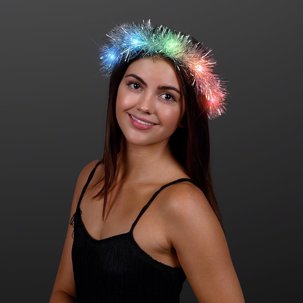 Light Up Tinsel Halo Crown with Color Change LED Lights