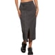 thumbnail image 1 of Falda de mezclilla larga con cremallera frontal y abertura para mujer INSPIRE CHIC, con bolsillos, color negro M, 1 of 5
