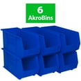 thumbnail image 4 of Akro-Mils 30265 AkroBins Plastic Storage Bins, Space-Saving Stackable Bins for Garage, Pantry, Craft Organization, 18-" x 8.25-" x 9-", Blue, 6-Pack, 4 of 8