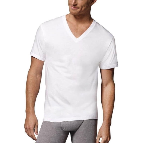 Hanes Tall Men's Comfortsoft Fresh IQ White V-neck 5 Pack