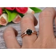 thumbnail image 2 of 2.25 Carat Black Diamond Moissanite Engagement Ring 10k Rose Gold Wedding Set Anniversary Ring Promise Ring Surprisingly Gift for her Curved V-Shape Matching Wedding Band, 2 of 5