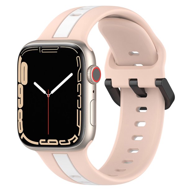 Correa de silicona para Apple Watch (42 mm/44 mm/45 mm/49 mm rosa blanco) Tmvgtek Para estrenar
