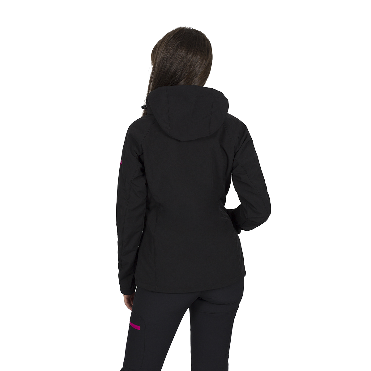 Izas Oshawa Women's Hooded Softshell Jacket (Small, Black/Fuchsia) - image 2 of 4