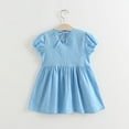 thumbnail image 3 of Fimkaul Girls Dresses Princess Clothes Casual Ruffles Ruched Skirt Dress Baby Clothes Light blue, 3 of 4
