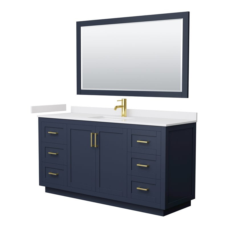 Wyndham Collection Miranda 66" Wood Single Bathroom Vanity in Dark Blue
