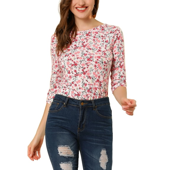 DARING DIVA Women's Halloween Costume 1/2 Sleeve Floral Top M White-Floral