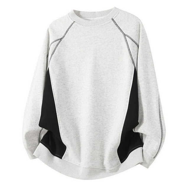Structural High Street Autumn Winter Topstitch Contrast Color Crewneck Casual Loose Fit Pullover Garment for Men