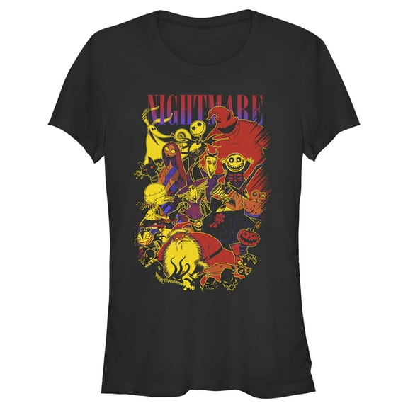 Junior's The Nightmare Before Christmas Character Collage Poster  Graphic Tee Black 2X Large