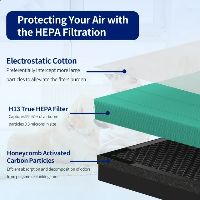 2 Pack HY4866 True HEPA Pet Allergic Replacement Filters for MORENTO and WESTHEY HY4866 Air Purifier, YIOU M1 Air Cleaner Purifier for HY4866 Filter (2+4) Enhanced