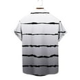 thumbnail image 4 of Penkiiy Men's Short Sleeve Button Down Vintage Bowling Shirts Hawaiian Casual Stripe Printing Beach Shirt Summer Regular Fit Top 2XL Gray, 4 of 4