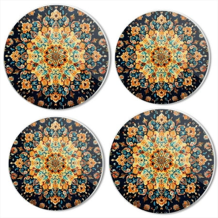

BaHomeck Electric Stove Burner Covers Set of 4 Round Metal Gas Stove Burner Covers 8 Inch and 10 Inch Kitchen Decor Design With Symmetrical Patterns And Vibrant Colors