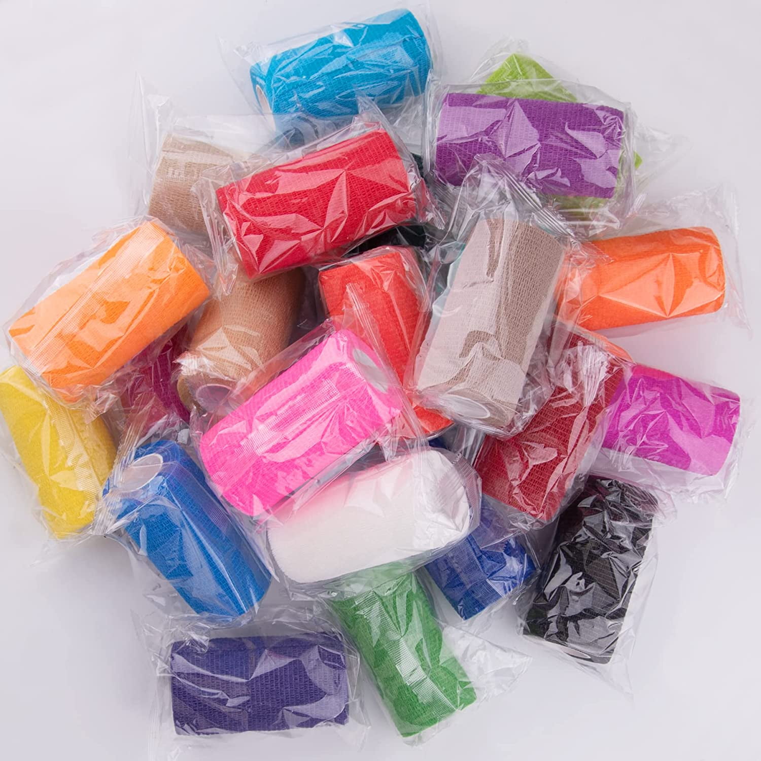24 Rolls Self Adherent Wrap 4 Inch Self Adhesive Bandages Wrap Stretch Bandage Tape Self Stick Bandage Wraps for Wrist Ankle Swelling Sprains(12 Colors)