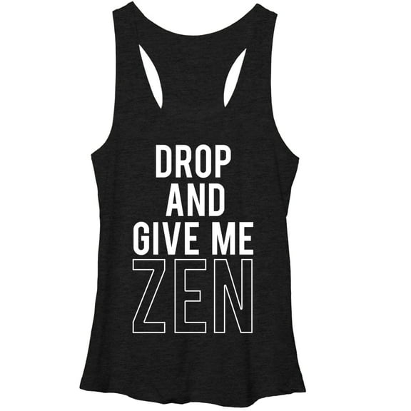 Women's CHIN UP Drop and Give Me Zen Racerback Tank Top Black Heather Large