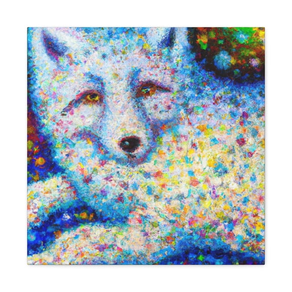 Arctic Fox Pointillism - Canvas