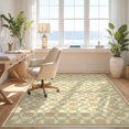 thumbnail image 3 of Design&I 4'x6' Washable Area Rug Pet Friendly & Non-Slip Built-In Grip Farmhouse Boho Interlocking Grid Faded Ornamental Teal for Reading Nook, Bedroom, 3 of 7
