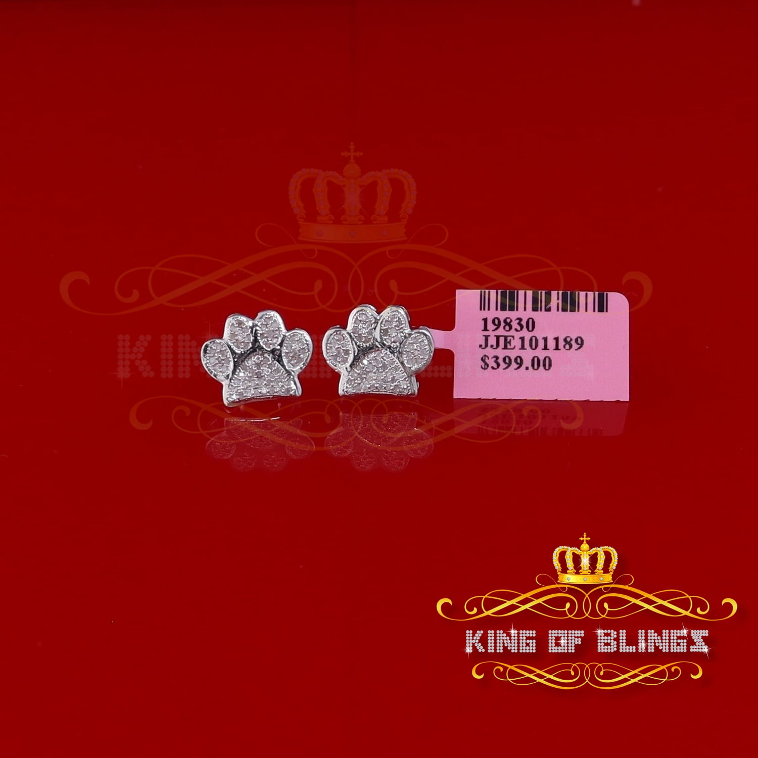 King of Bling's 925 White 0.25ct Diamond Hip Hop Men's & Women's Stud Earring Sterling Silver