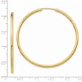 thumbnail image 3 of 14K Yellow Gold Polished Round Endless 2mm Hoop Earrings, 3 of 6