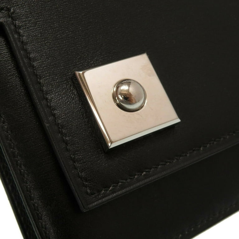 Authenticated Used Hermes Piano Box Calf Black Silver Hardware