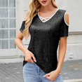 thumbnail image 3 of Mittory Women's Sparkle Sequin Tops Shimmer Glitter Loose Cold Shoulder Party Tunic Batwing Dolman Dressy Tops, 3 of 8