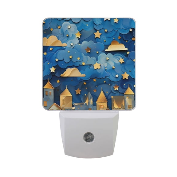 Paper Art Nocturne Clouds Stars LED Night Light with Smart Sensor Plug Into Wall Dusk to Dawn 2 packs