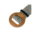 thumbnail image 2 of Womens Woven Stretch Belts, Straw Rattan Wooden Buckle Elastic Wide Waistband Waist Belt for Dress Black & White Stripe 23.62-33.46", 2 of 5
