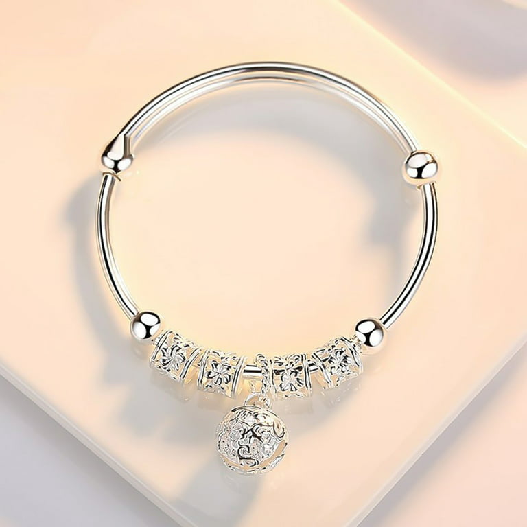 Women 925 Sterling Silver Charm Bracelet Jewelry