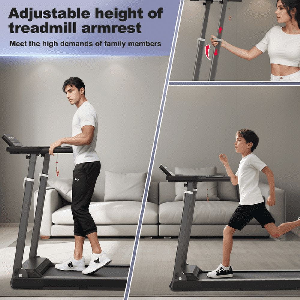 Foldable Treadmill with Incline, Walking Pad Treadmill with Adjustable Height & Desk Workstation, 300 LBS Weight