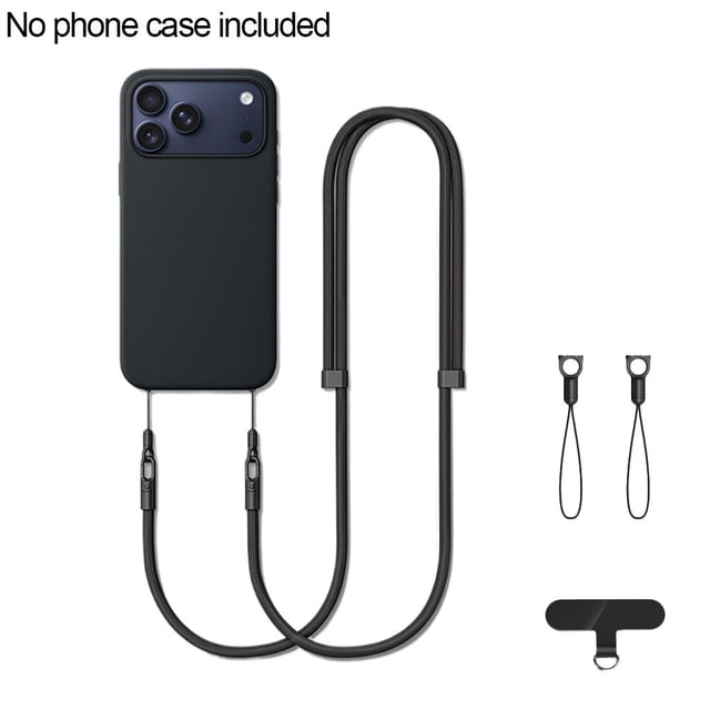 SharkTRUE Adjustable Crossbody Strap With Metal Accessories, Compatible With Any Phone Case, Classic Black Design