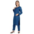 thumbnail image 4 of Moomaya Solid Kurta Pajama Set For Women Ethnic Set Full Sleeve Indian Formal Cotton Clothing, 4 of 7