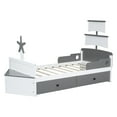 thumbnail image 5 of Twin Size Platform Bed, Solid Wood Modern Boat-Shaped Storage Bed Frame with Two Drawers, Playhouse Twin Bed Frame for Kids, Boys, Girls, Bedroom, No Box Spring Needed, Gray, 5 of 8