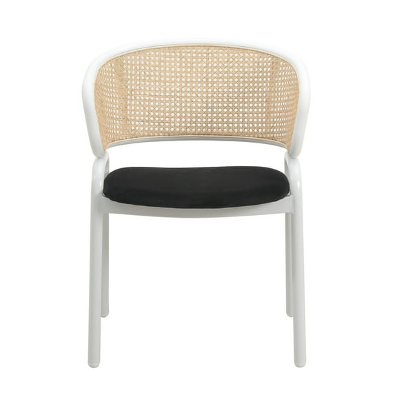 Modern Velvet Dining Chairs (Set of 2) - Elegant Rattan Back, Metal Legs, Comfortable Kitchen Chairs