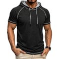 thumbnail image 2 of GrmtClth Men's Short Sleeve Hoodie 2026 Workout Gym Sweatshirt Muscle Slim Fit Color-Block Athletic Hoodies Pullover Hooded T-Shirts Black 2XL, 2 of 8
