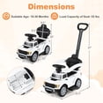 thumbnail image 3 of Gymax 3-In-1 Licensed Ford Stroller Sliding Walking Car w/Horn Sound LED Headlights White, 3 of 10