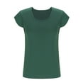 thumbnail image 5 of HBYJLZYG Slim Fashion Women's Casual Solid Color Short Sleeve Round-Neck Blouses Shirts, 5 of 7