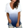 thumbnail image 2 of Blouse Mode Femme à Imprimé Dégradé Col en V Manches Courtes T-Shirt Ample, 2 of 9
