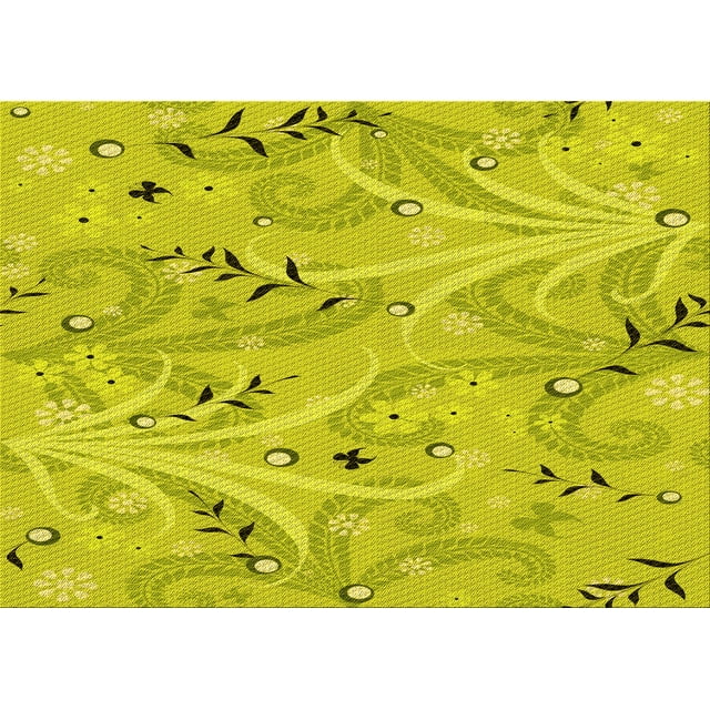 Ahgly Company Machine Washable Indoor Rectangle Transitional Pistachio Green Area Rugs, 6' x 9'