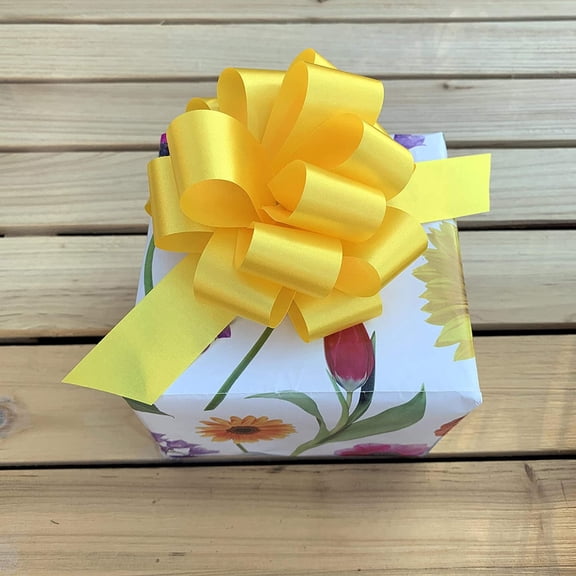 Yellow Decorative Gift Pull Bows - 5" Wide, Set of 10, Memorial Day, 4th of July, America 250 Anniversary, Support Our Troops, Wreath, Summer, Birthday, Fundraiser, School Colors, Cancer Awareness