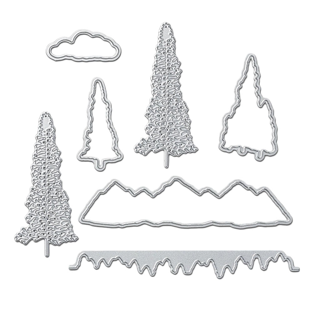 Metal Cutting Dies Stencils Stamps for DIY Craft Mountain Tree Embossing 