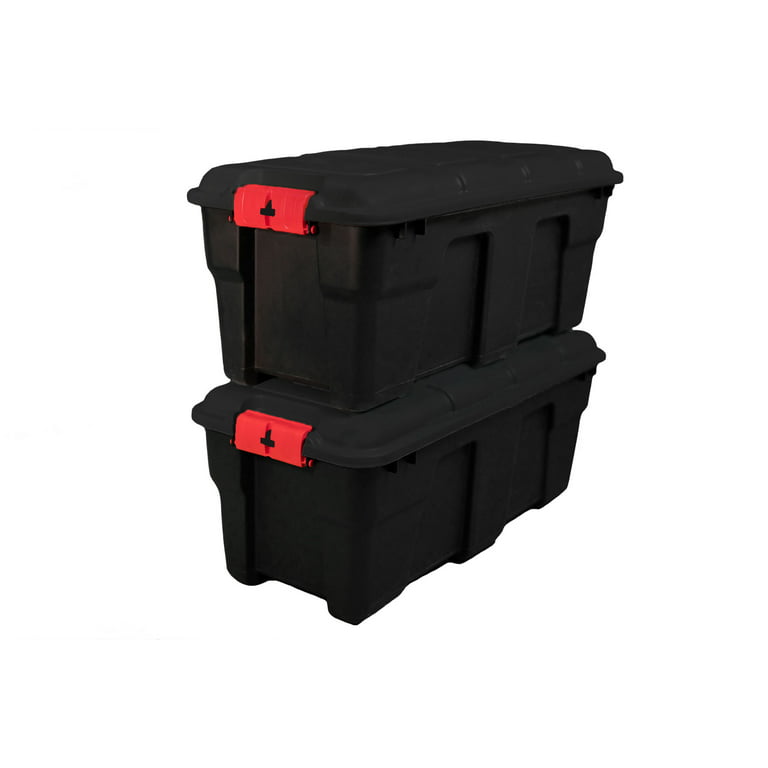 Tough Box 20GTBXBLKYW 20-Gallon Footlocker Black Storage Tote With