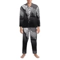 thumbnail image 3 of Lsque Monochrome Leopard Horse Pattern Long Sleeve Pajama Set for Men - Soft 2-Piece Sleepwear and Loungewear Set with Pockets, Comfy Nightwear-XX-Large, 3 of 7