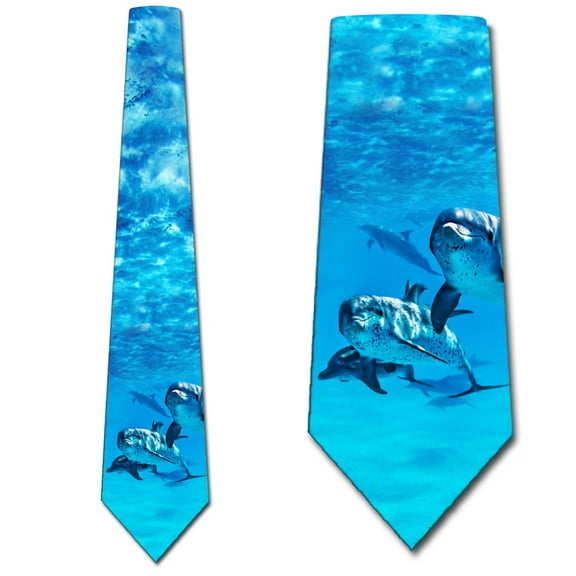Dolphin Ties Mens Underwater Ocean Animal Necktie by Three Rooker